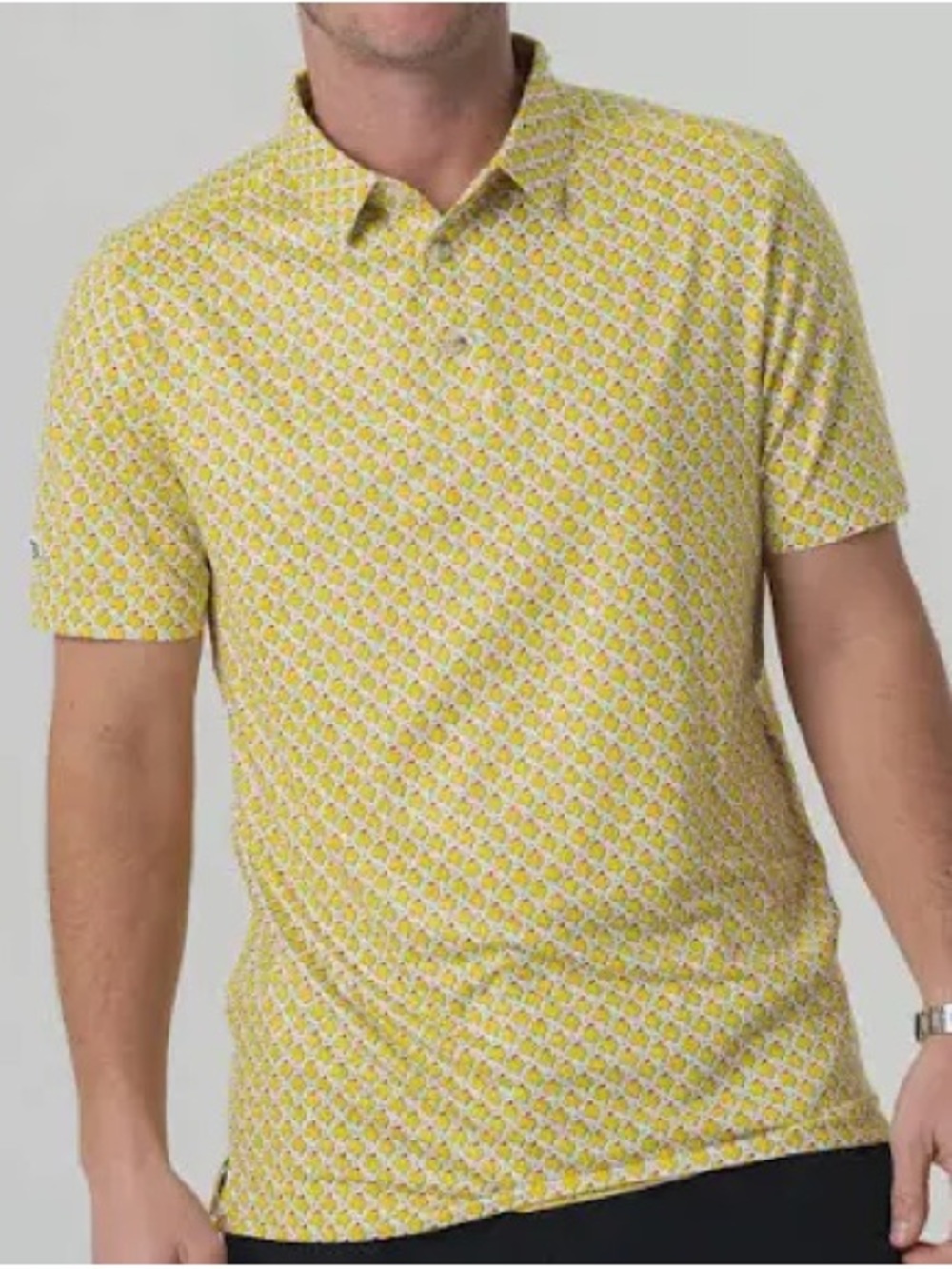 Ted Baker London Yellow Geo-Print Short Sleeve Polo